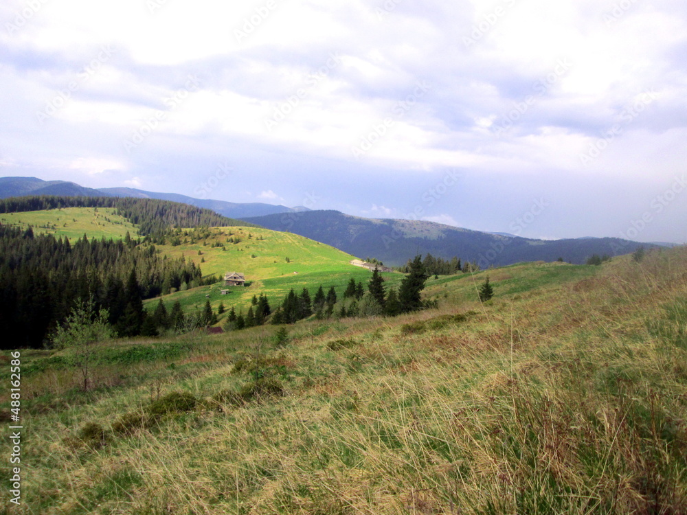 Naklejka premium Farm in the mountains