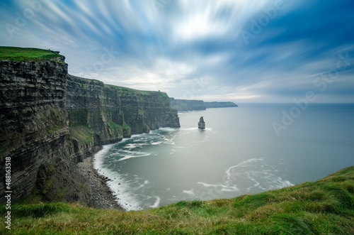 Cliffs of moher lomg exposure stormy  landscape photo