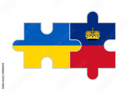 puzzle pieces of ukraine and liechtenstein flags. vector illustration isolated on white background