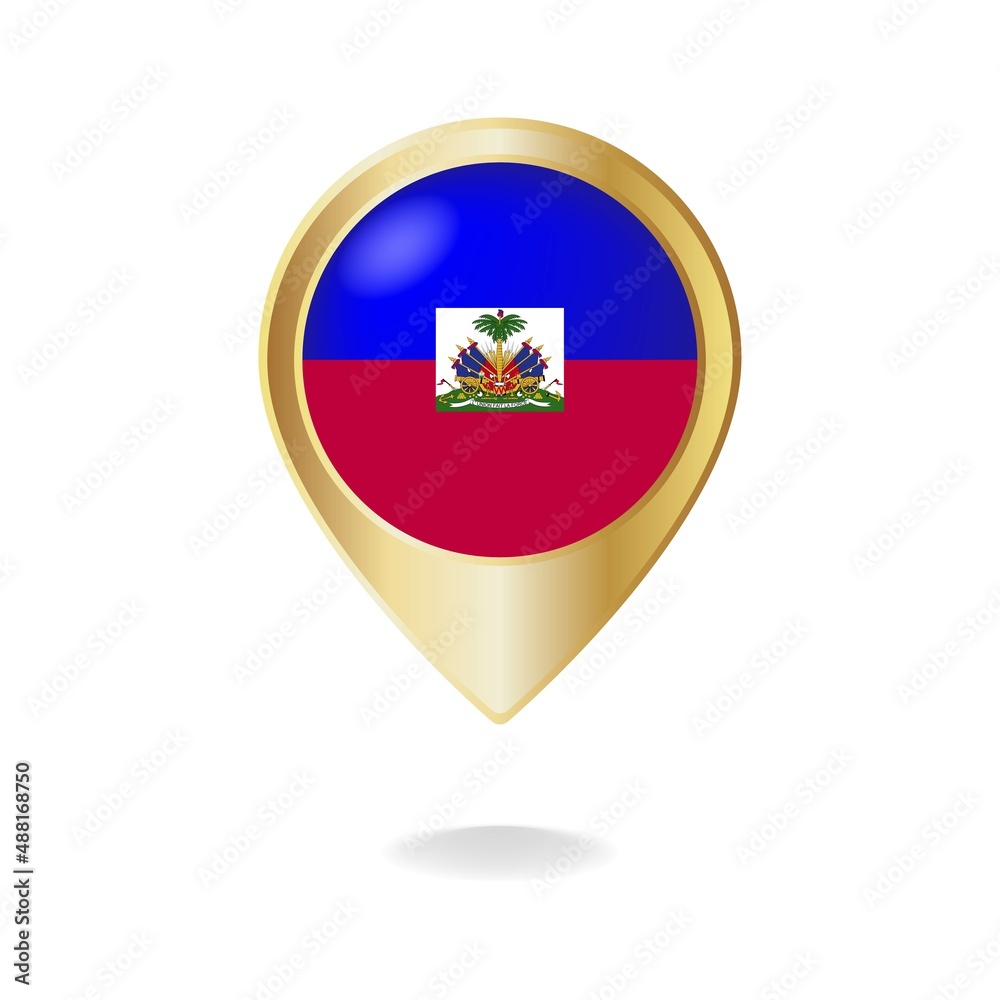 Haiti flag on golden pointer map, Vector illustration eps.10