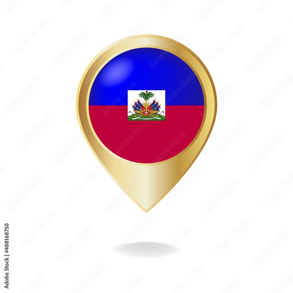 Haiti flag on golden pointer map, Vector illustration eps.10 Haiti flag on golden pointer map, Vector illustration eps.10