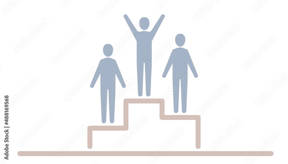 Winner icon, people on the podium  illustration