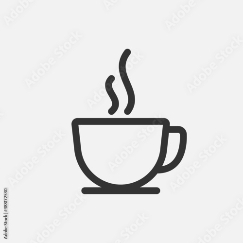 Outline cup of coffee icon isolated flat design vector illustration.