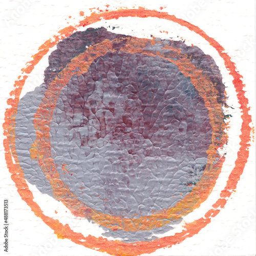 Colorful hand drawn circle.Acrylic on paper. For design used.
