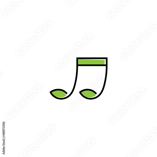 Music Notes and Soybean Seed Soil Sprout Plant Leaf Nature Logo design. vector art illustration