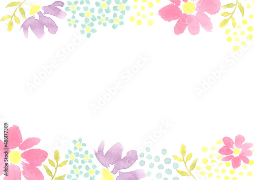 水彩で描いた北欧風の花柄の背景