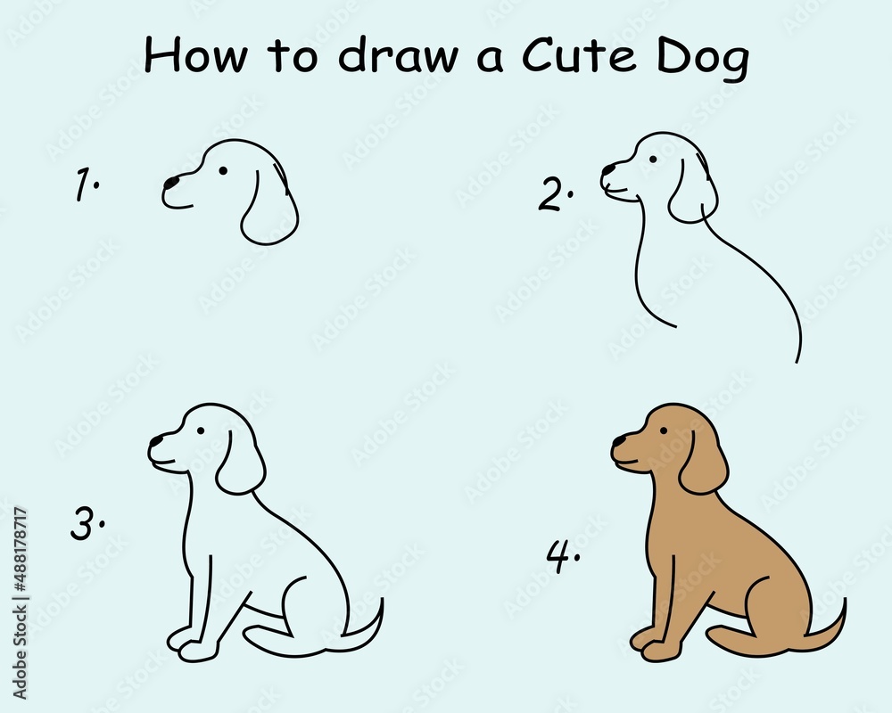 Easy Dog Drawing » How to draw a Dog Step by Step