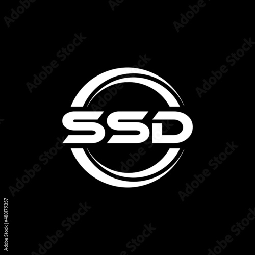 SSD letter logo design with black background in illustrator, vector logo modern alphabet font overlap style. calligraphy designs for logo, Poster, Invitation, etc.