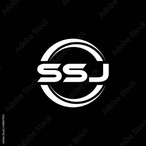 SSJ letter logo design with black background in illustrator, vector logo modern alphabet font overlap style. calligraphy designs for logo, Poster, Invitation, etc.