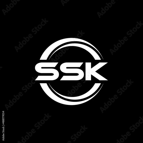 SSK letter logo design with black background in illustrator, vector logo modern alphabet font overlap style. calligraphy designs for logo, Poster, Invitation, etc. photo