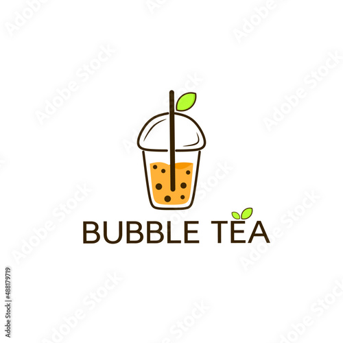 Template logo design bubble tea