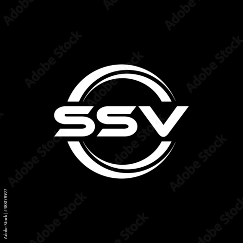 SSV letter logo design with black background in illustrator, vector logo modern alphabet font overlap style. calligraphy designs for logo, Poster, Invitation, etc. photo