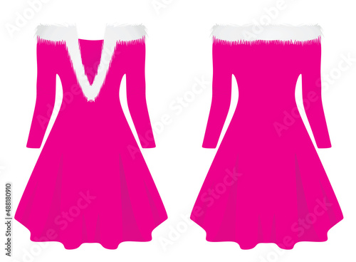 Pink  Santa girl dress. vector illustration