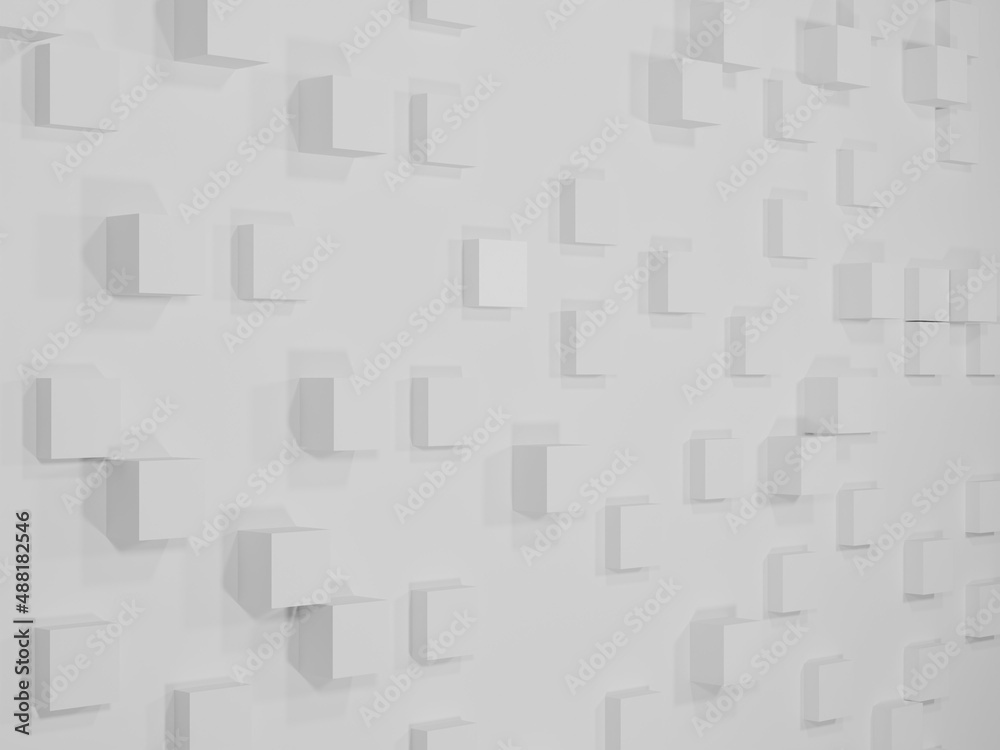 3d render of minimalist abstract white wall backgroub studio room cube brick geometry wallpaper concept design. 3d render of minimalist abstract white wall backgroub studio room cube brick geometry wallpaper concept design.