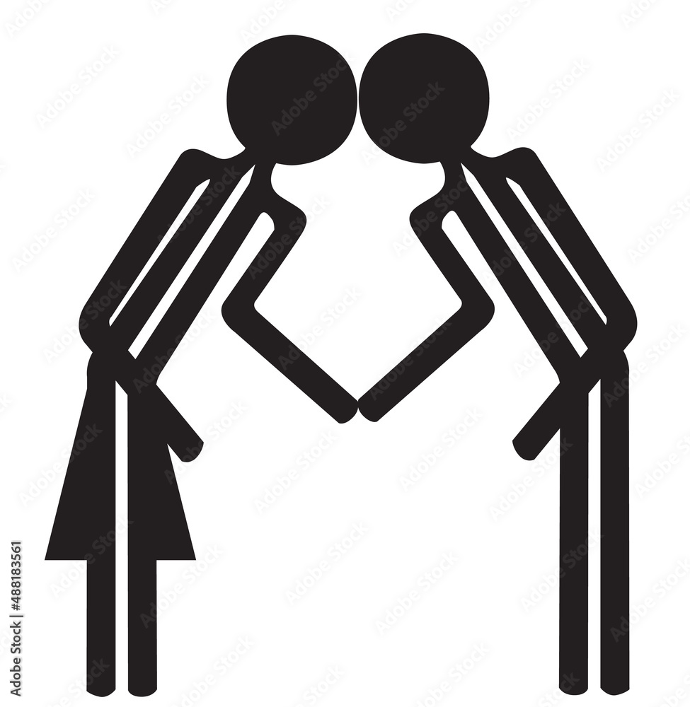 black and white drawing icon of man and woman black and white drawing icon of man and woman