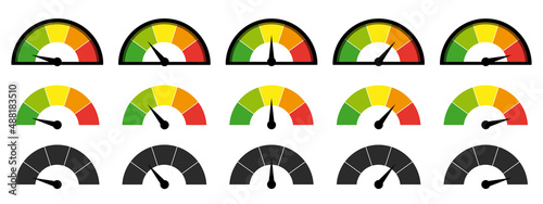 Customer Satisfaction Meter, Product Rating Concept - Vector Illustrations Set - Isolated On White Background