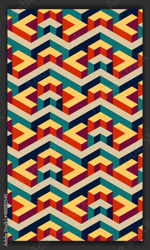 3d isometric pattern vector in soft or pastel colors, 3d cubes abstract background
