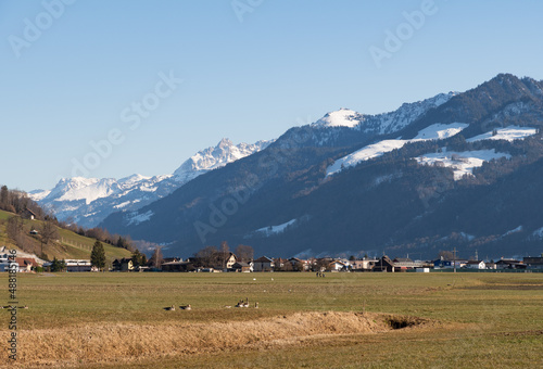 Alpine scenery in Wangen-Lachen in Switzerland