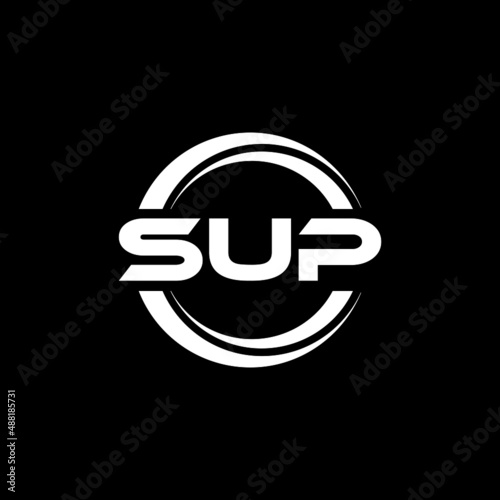 SUP letter logo design with black background in illustrator, vector logo modern alphabet font overlap style. calligraphy designs for logo, Poster, Invitation, etc.