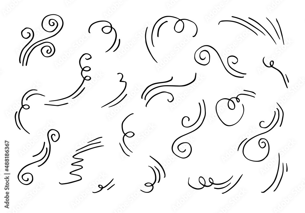 doodle wind illustration vector handrawn style isolated on white background.