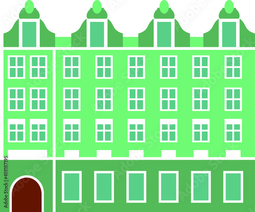 Vector Illustration retro-styled house in Flat Style. Colorful old city house in european style.