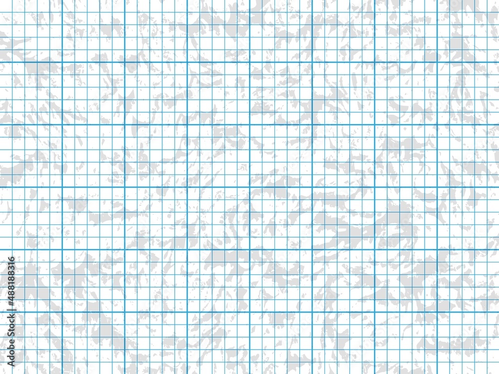 Page of dirty paper with square grid background for notice. Educational vector Page of dirty paper with square grid background for notice. Educational vector
