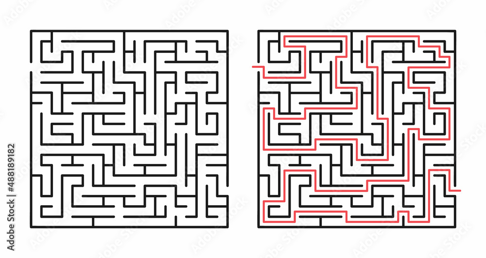 Abstract maze / labyrinth with entry and exit. Vector labyrinth 302.