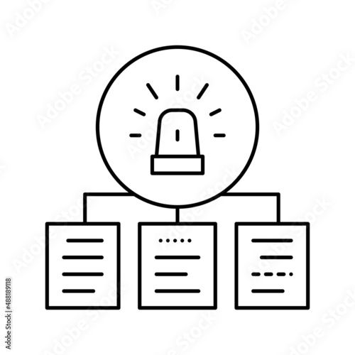 documentation with incidents line icon vector illustration