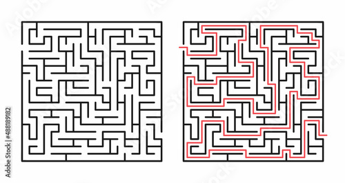 Abstract maze / labyrinth with entry and exit. Vector labyrinth 302.