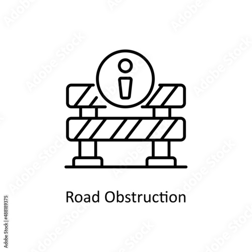 Road Obstruction vector Outline icon for web isolated on white background EPS 10 file