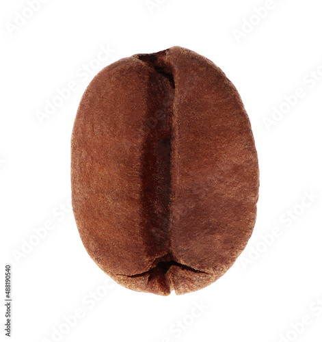 The close-up texture of freshly roasted coffee beans, isolated white background.