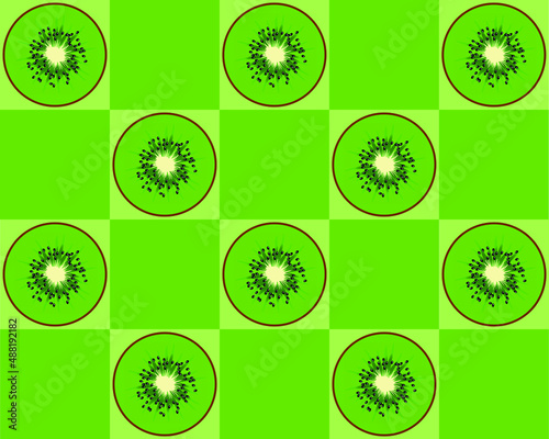 Green pattern with kiwis for textiles or other uses