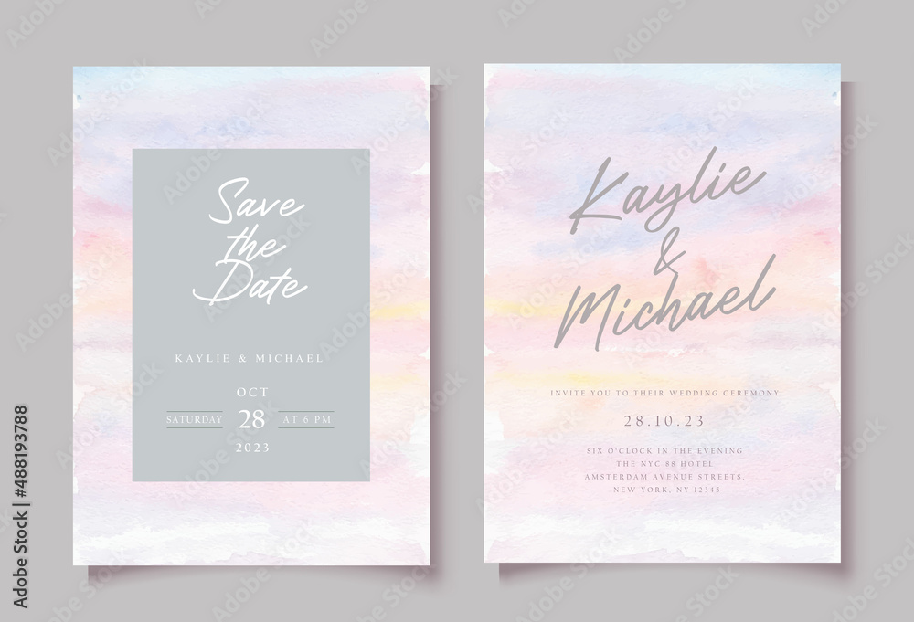 Watercolor Cloudy Dreamy Art Wedding Invitation Card