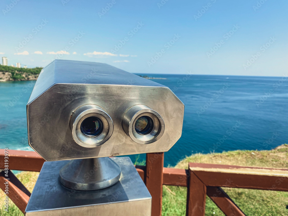 binoculars for viewing platforms. enlargement of small items. Paid binoculars to explore the surroundings. view of mountain slopes and peaks