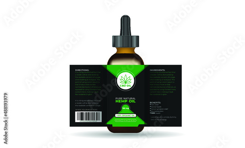 Hemp or CBD oil bottle label design or packaging design
