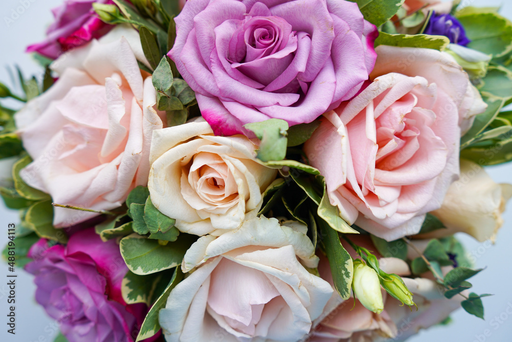 Obraz premium Bouquet of flowers - a composition of multi-colored roses.
