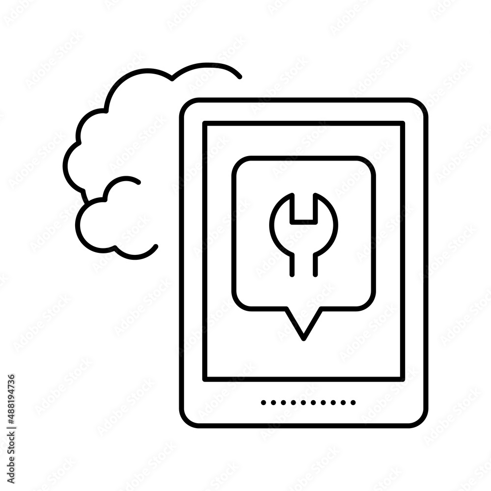 tablet repair line icon vector illustration tablet repair line icon vector illustration