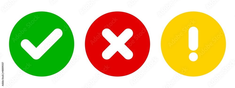 Obraz premium Check mark and x set icon. Simple web buttons. Checkmarks and x or confirm. Round checkmark.