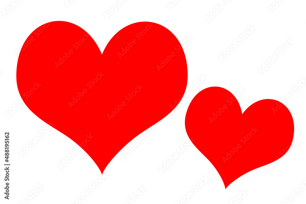 Obraz premium Hearts flat icons.Silhouette of Red heart on white background,I love you symbol.Love and romance sign.