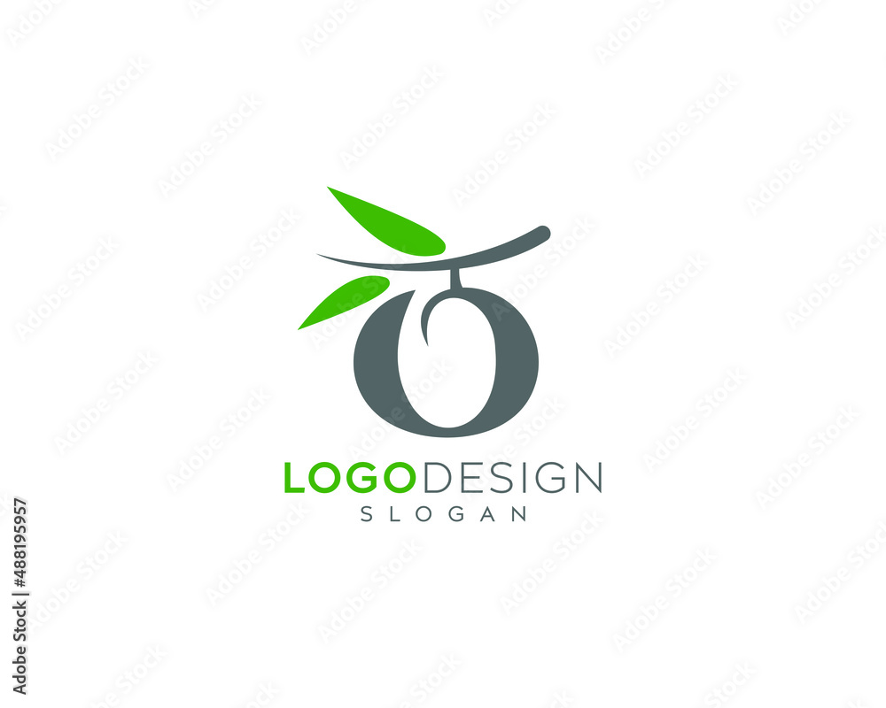 Letter O olive oil logo vector design, olive oil leaf logo design Stock ...