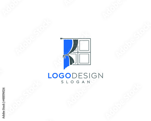 Abstract colorful curtain vector logo, window curtain, window cover logo design