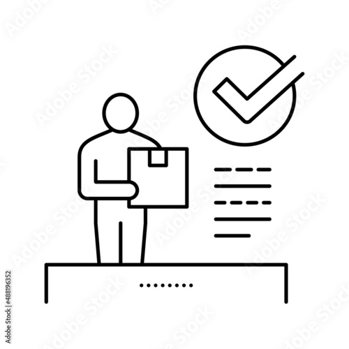 client received parcel line icon vector illustration