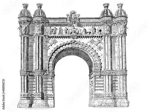Sketch of the Arc de Triomphe in Paris, France