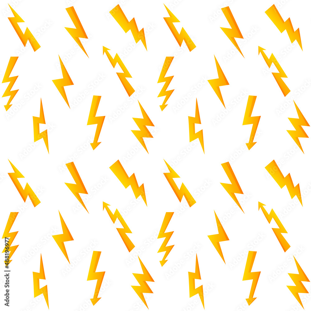 Lightning pattern. Seamless print of , fast charge and energy symbols. Vector flash texture