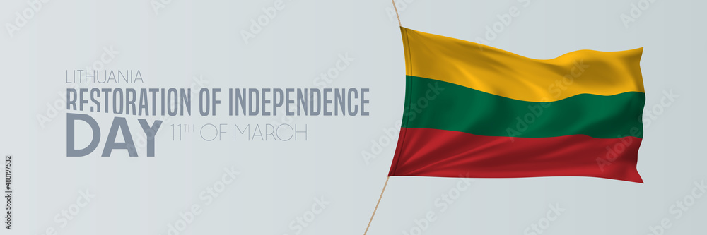 Obraz premium Lithuania restoration of independence day vector banner, greeting card