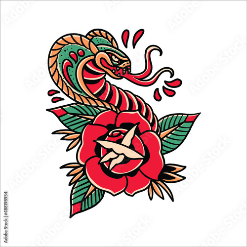 snake tattoo illustration vector design