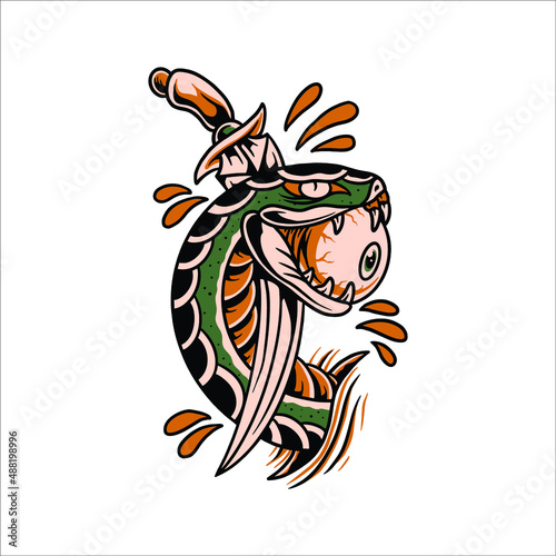 snake tattoo illustration vector design