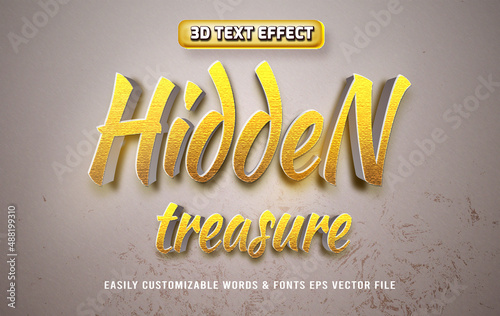 Hidden treasure golden 3d text effect style