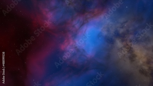Fototapeta Naklejka Na Ścianę i Meble -  colorful space background with stars, nebula gas cloud in deep outer space, science fiction illustrarion 3d illustration
