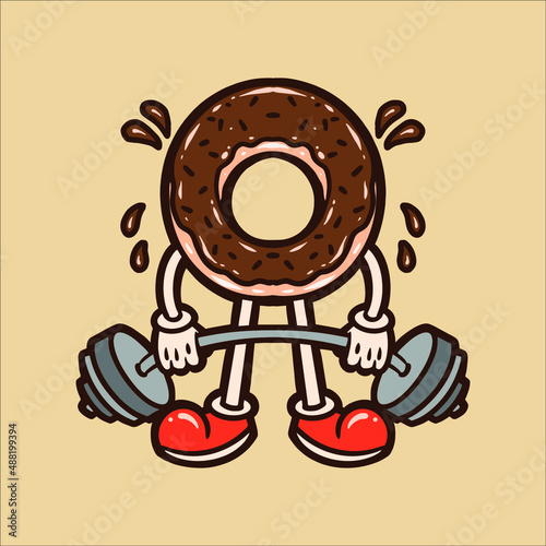 workout donuts cartoon design